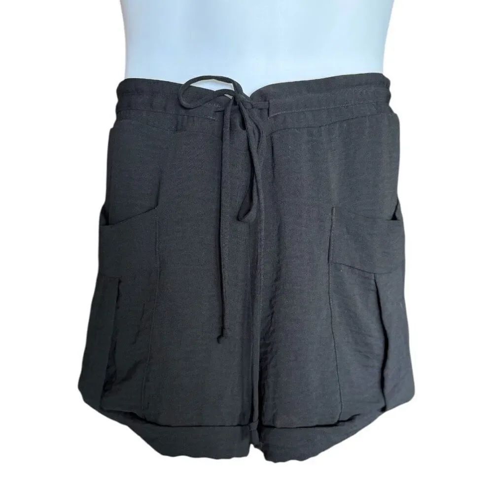 Womens BCBGeneration BCBG Pull On Drawstring Black Cargo Shorts - Sz S